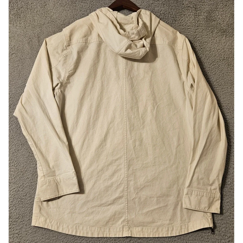 The North Face Mens Half Zip Anorak Pullover Hoodie Beige Cream Medium Ripstop